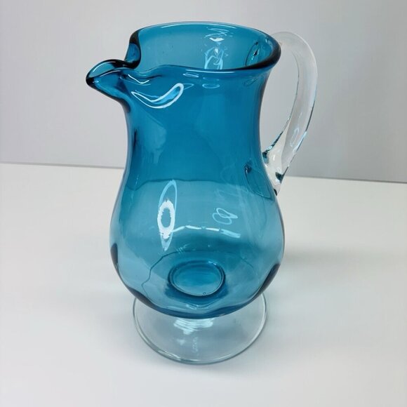 Vintage Blue Crystal Pitcher ~ Hand-Crafted ~ Poland - Picture 6 of 14